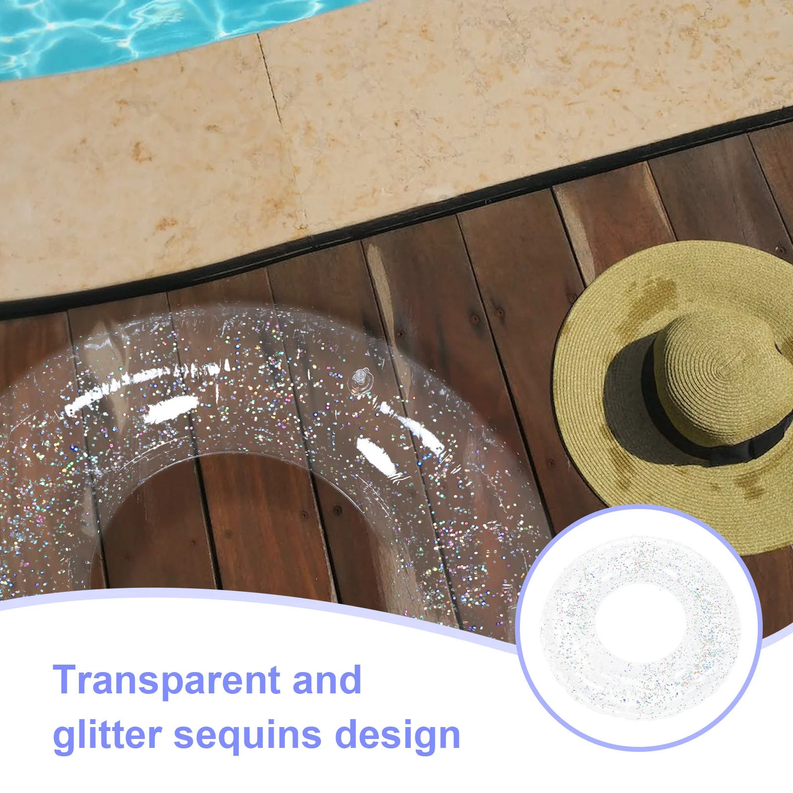 

Lightweight Large Transparent Glitter Inflatable Swim Ring Pool Floating Ring Summer Beach Accessory Inflatable Tube