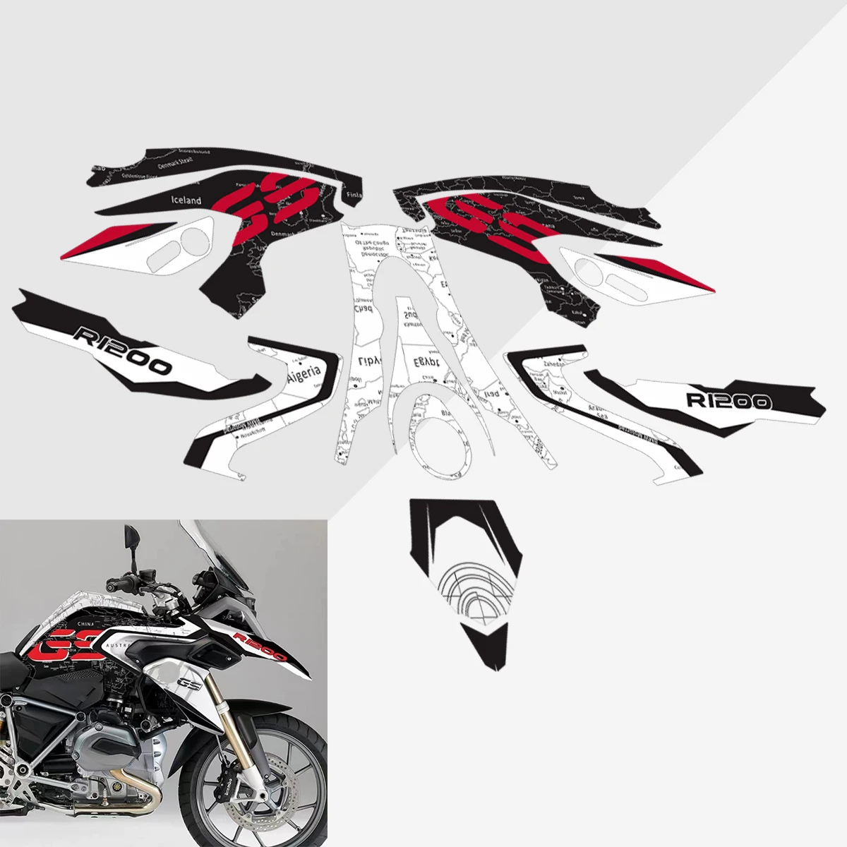 Kit de decalques gráficos para motocicleta, capa para bmw r1200gs r1200 gs lc 2014-2018 2015 2016 2017