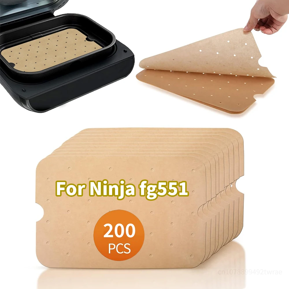 Air Fryer Liners Disposable for Ninja Foodi Smart XL FG551 6-in-1 Indoor Grill Accessories Perforated Rectangle Airfryer Liner