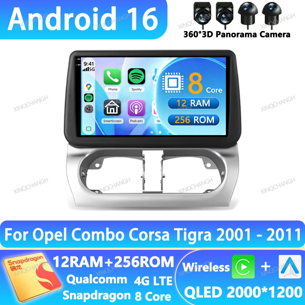 Android 16 Car Radio For Auto For Opel Combo Corsa Tigra 2001 - 2009 2010 2011 Navigation Head Unit GPS Multimedia Video Player