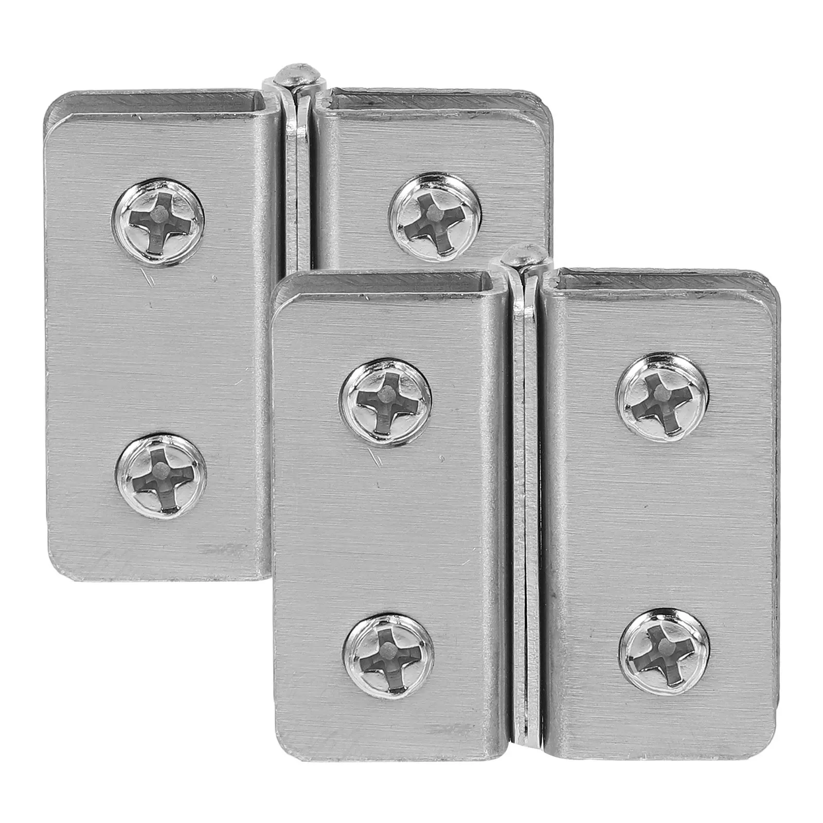 2Pcs Stainless Steel Glass Door Hinges Double Clamp Easy Installation Cabinet Glass Door Hardware Display Case Hardware
