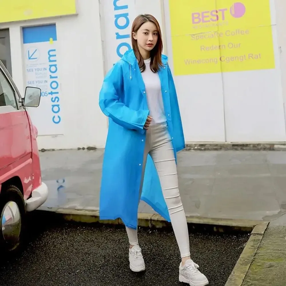 1Pcs EVA Long Waterproof Raincoat for Adults Unisex Travel Hooded Raincoat with Drawstring Suitable for Fishing and Camping