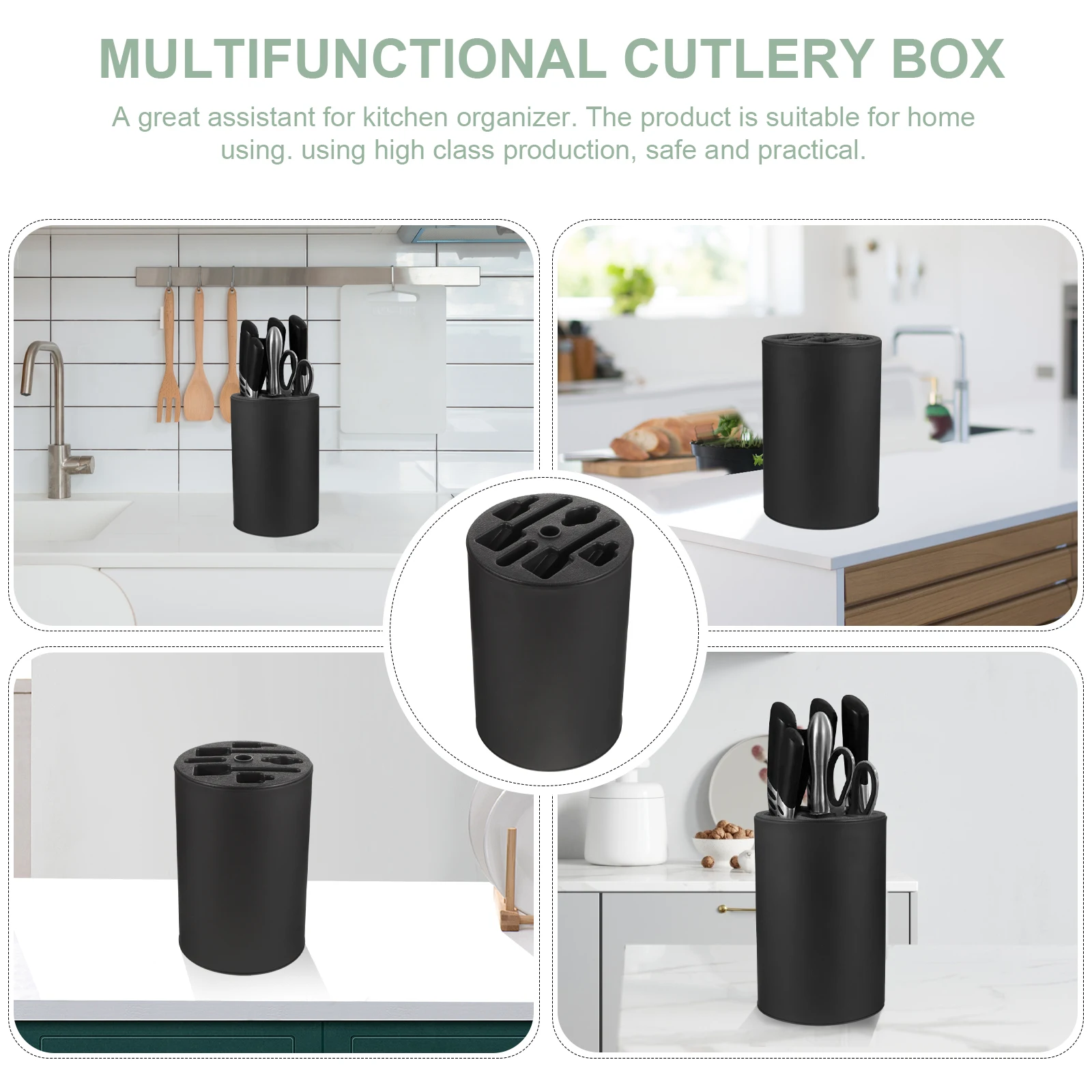 

2pcs Black Cylinder Knife Rack Kitchen Utensil Holder Storage St Scissor ganizer Carbon Steel Easy Access