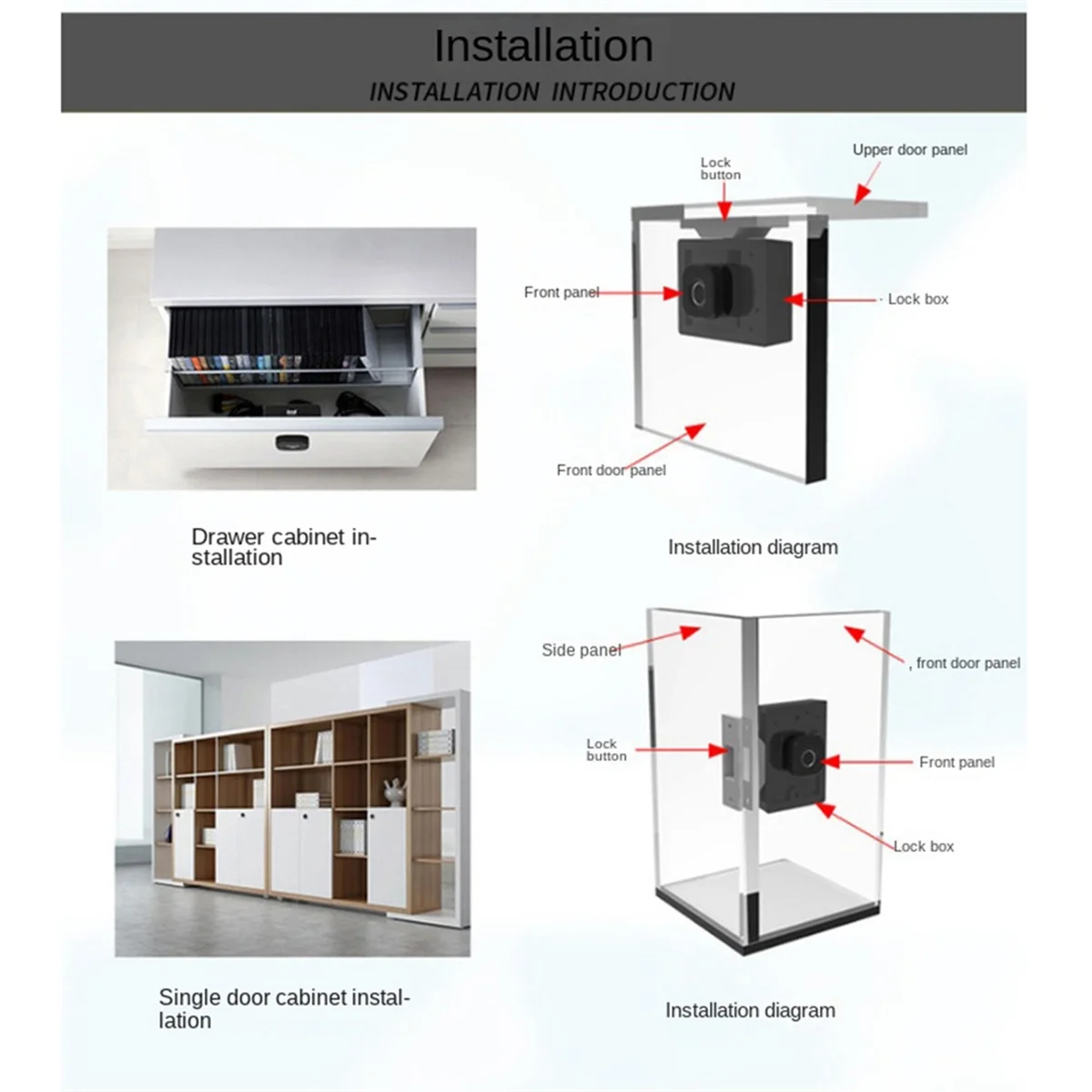 

Biometric Fingerprint Lock Black Keyless Cabinet Lock Smart Drawer Locks Anti-Theft Door Lock Long Standby Time