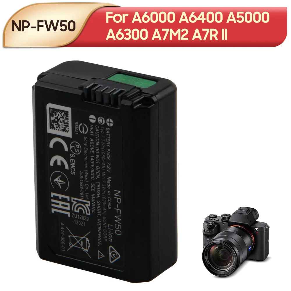 NP-FW50 Replacement Camera Battery + Battery Charger For SONY A6000 α6000 A6400 A5000 A6300 A7M2 A7R II 1080mAh