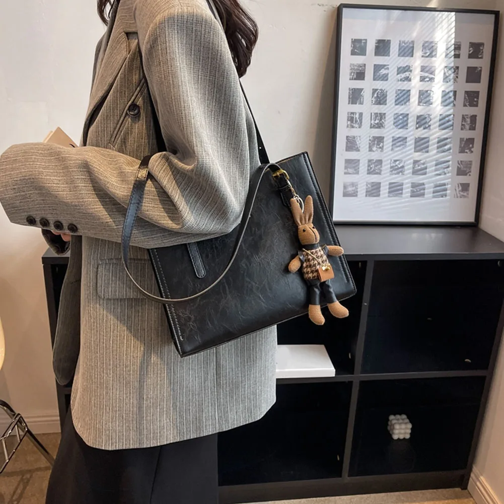 

Women Vintage Shoulder Bag PU Leather Retro Tote Handbag Large Capacity Fashion Shoulder Bag Female Commute Bag