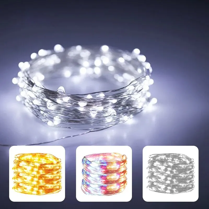 مصباح خرافي LED USB مع جهاز تحكم عن بعد ، سلسلة RGB بيضاء دافئة ، عطلة ، سلك نحاسي ، داخلي ، ديكور منزلي ، العام الجديد ، عيد الميلاد #2