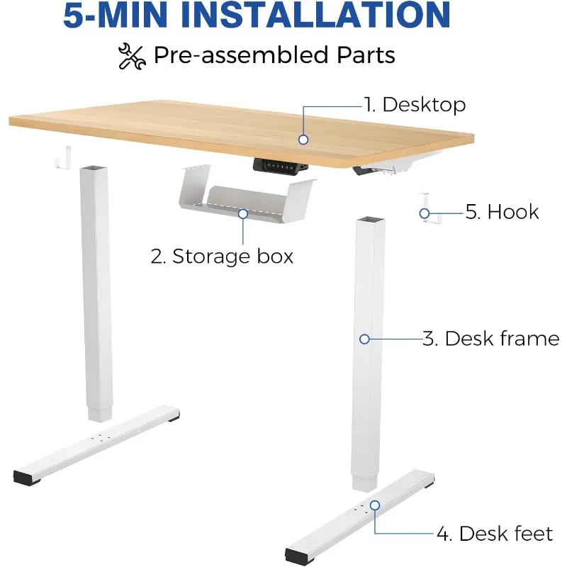 Flexigpot-Montagem Rápida Elétrica Sit Stand Desk, 40x24 Polegadas, Mesa Inteira, Mesas de Casa e Escritório