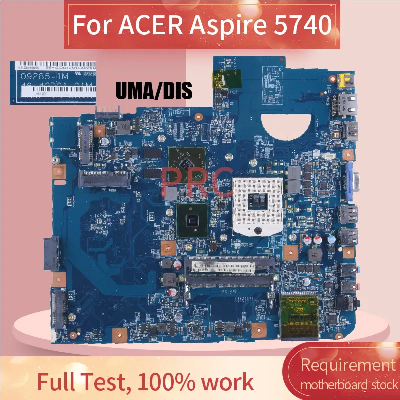 For ACER Aspire 5740 5740G 5740Z Laptop Motherboard 09285-1 09285-1M HM55 UMA/DIS 216-0772000 DDR3 Notebook Mainboard Tested