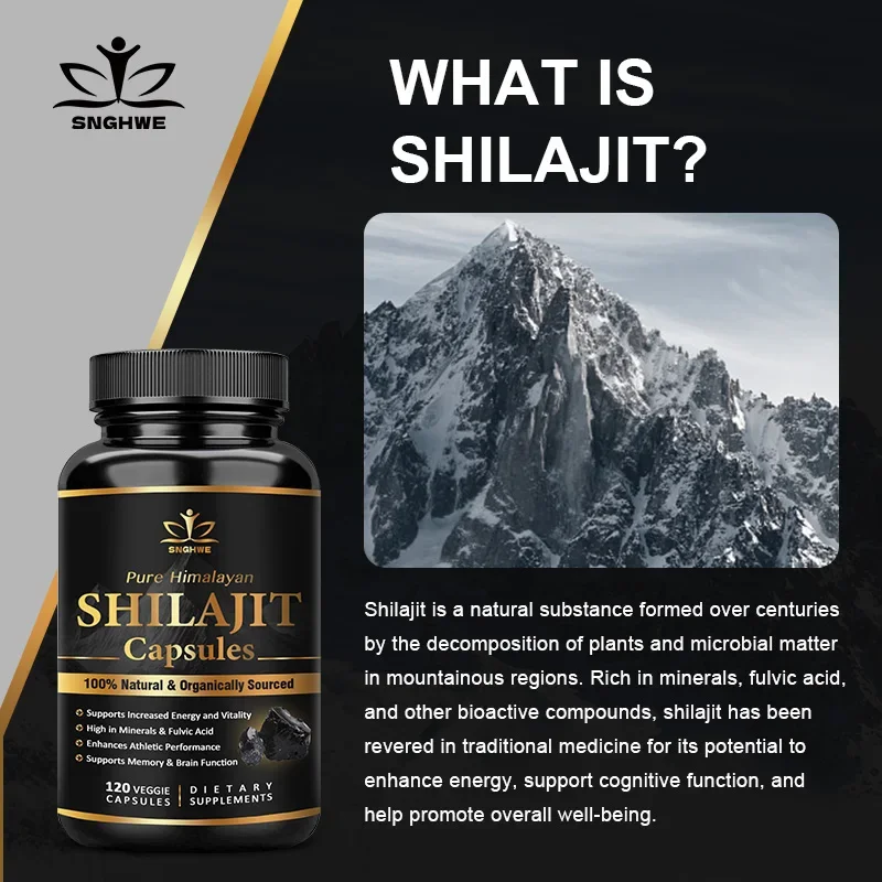 كبسولات Shilajit Pure Himalayan Organic-6550MG Shilajit - شيلجيت ممتاز للرجال - مع أشواغاندا الجينسنغ والمزيد من حمض اللفيت