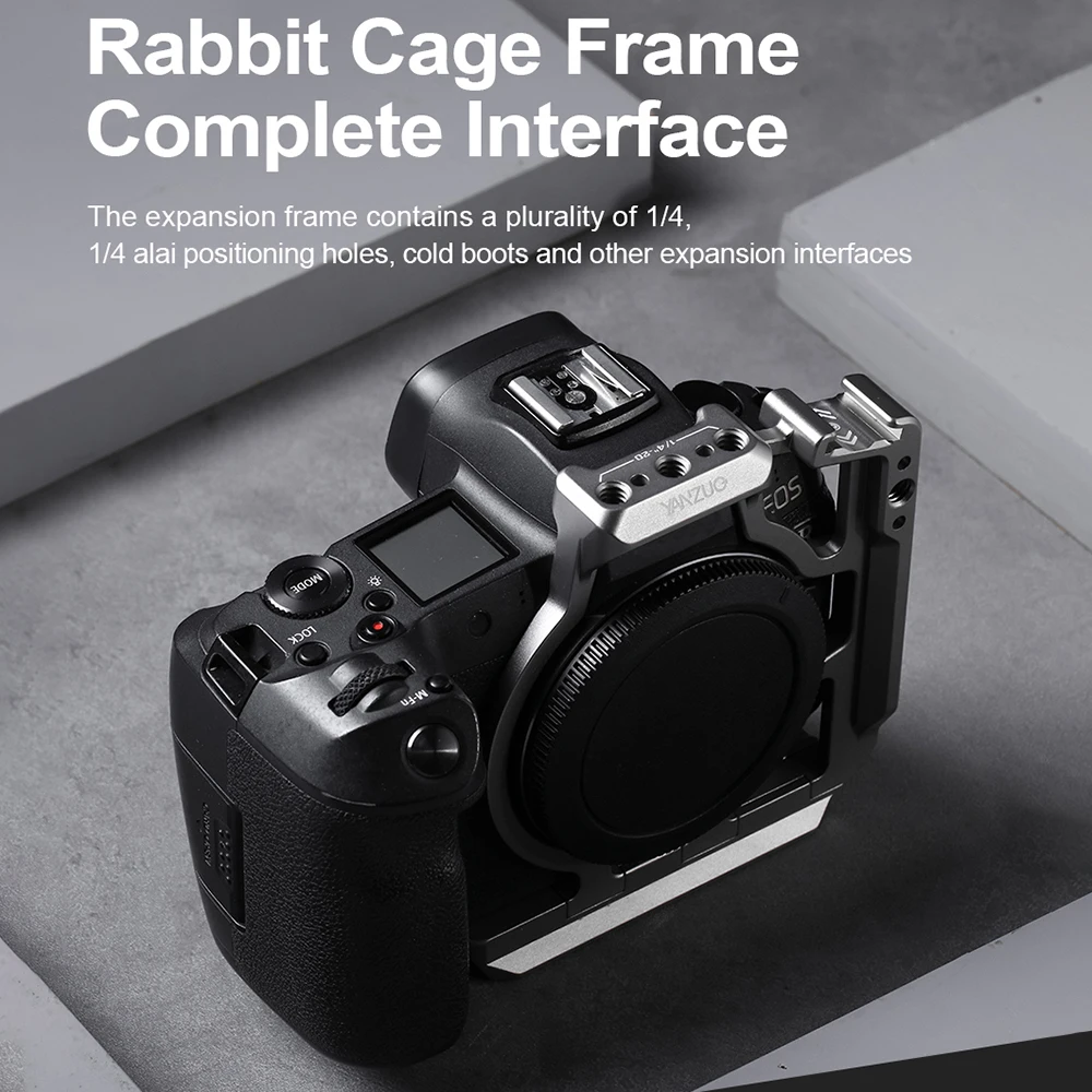 YANZUO-plataforma de jaula para cámara Canon EOS R, funda protectora con mango lateral para micrófono con luz LED, piezas de expansión DSLR