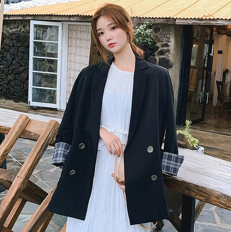 

Faionable Briti Sle Women's Slim Fit Suit Jaet Spring Autumn Zipper Closure Long Sve Commute Friendly Pure Color