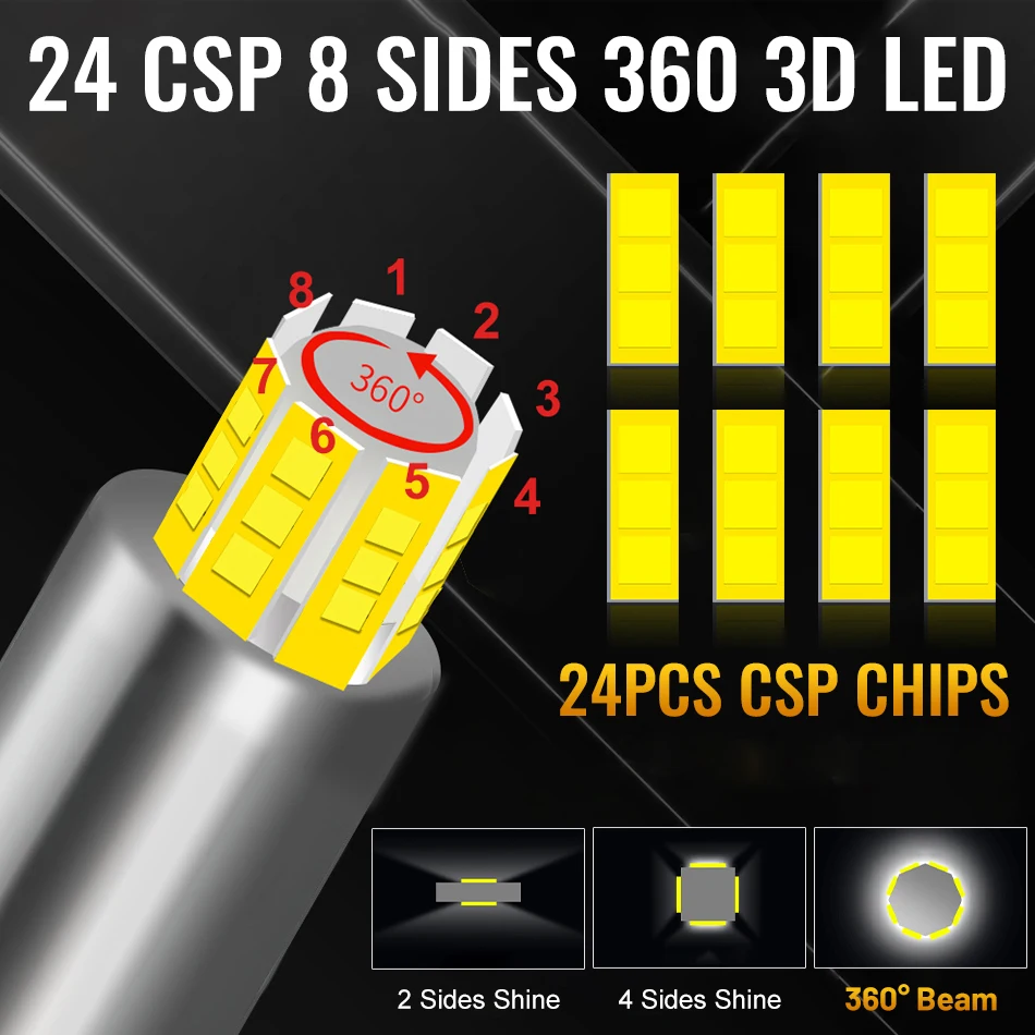 H7 LED 360 3D CSP 30000LM H11 H1 H8 4300K 6500K 8000K 9005 HB3 9006 HB4 H9 9012 HIR2 Canbus 300W Car Lights For Lens Lumens 12V