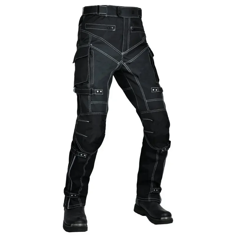 Four Seasons Motorcycle Anti-Fall Riding Pants with Protective Oxford Cloth Waterproof High Waist Motorcycle Pants