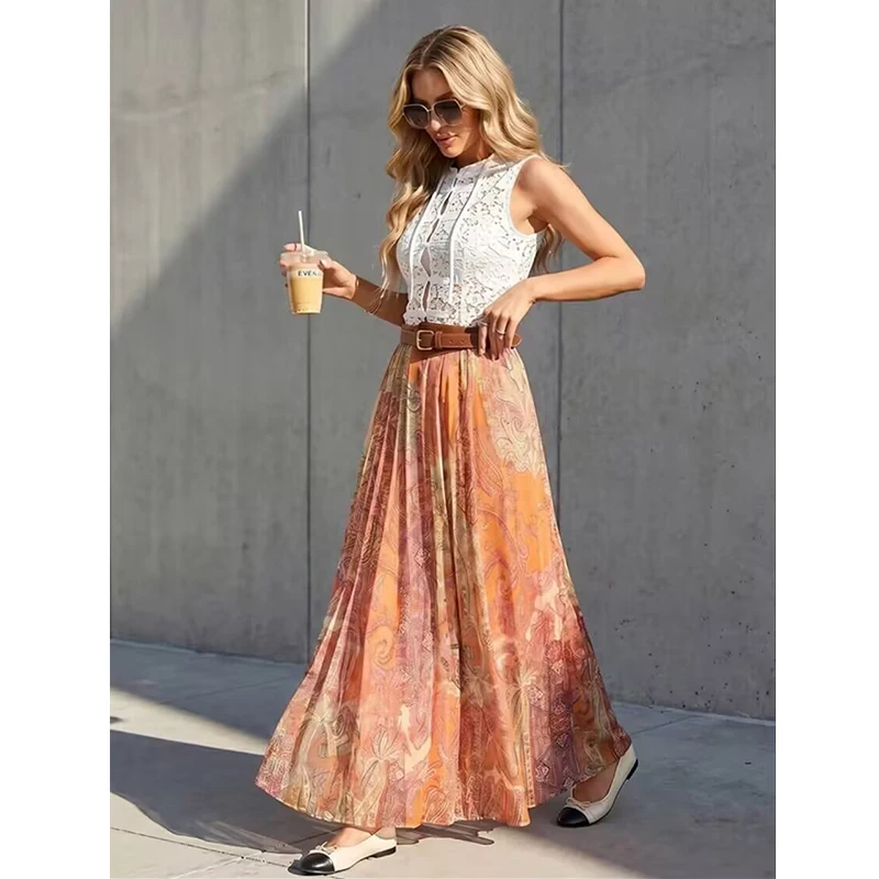 New Women's Skirts Summer 2026 New Fashion Print Unique Party Elegant Women's High Waist Skirts Summer Travel Chic Youth Skirts
