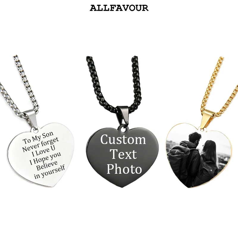 

Personalized Custom Necklaces Engrave Photos Logo Text For Men Women Stainless Steel Pendants Unique Birthday Jewelry Gifts