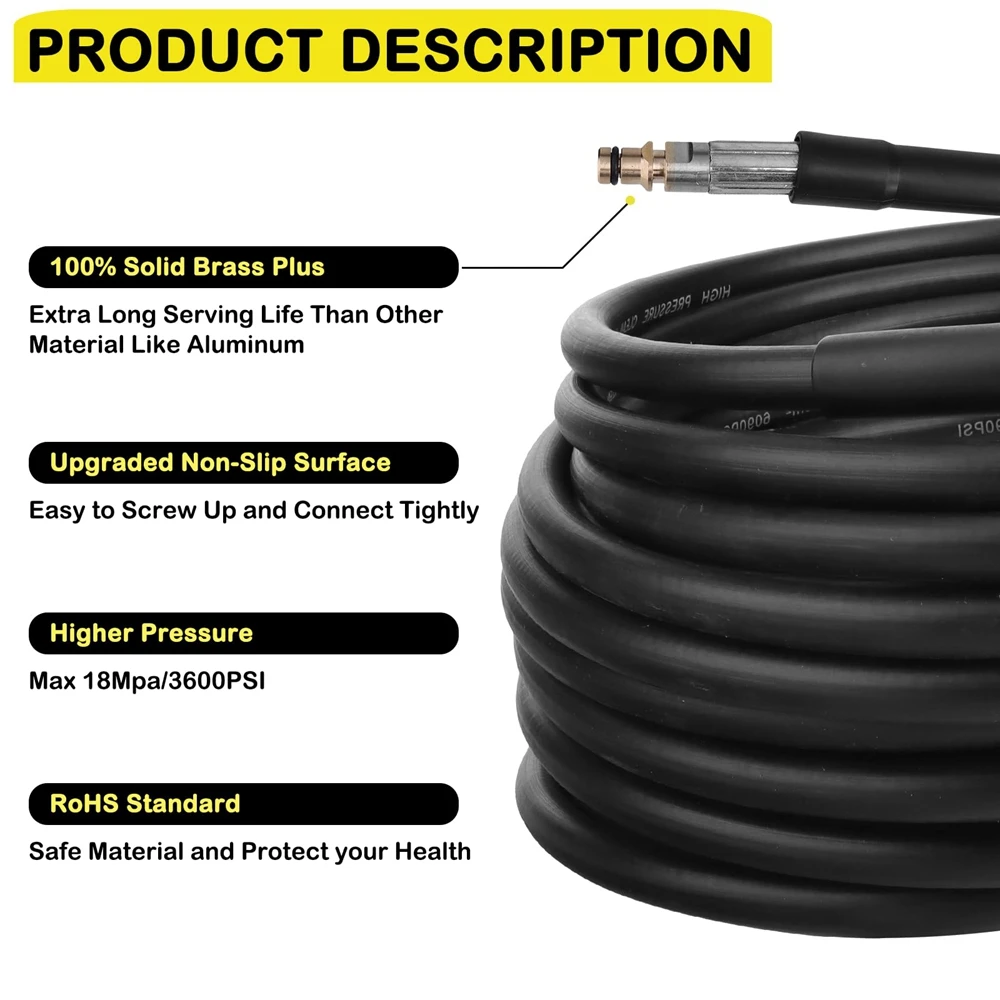 Pressure Washer Replacement Hose for Karcher K2 K3 K4 K5 K6 Jet Wash Extension Hose Click Type Plug Quick Connect for Car Wash