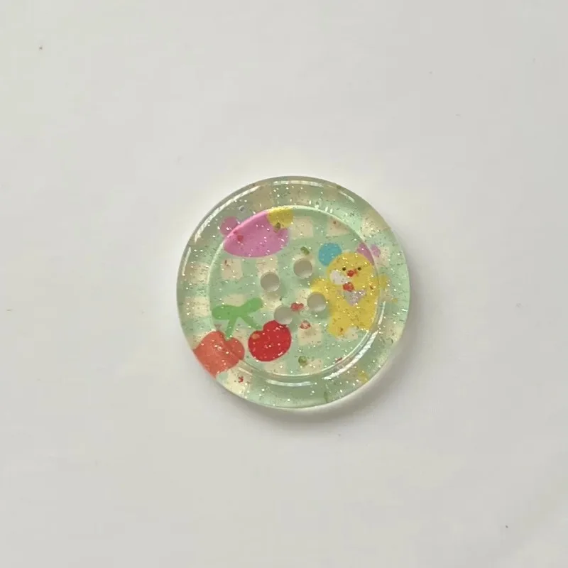 10Pcs Shining Powder Cute Cartoon Round Button -  Clothing Sewing Accessories for Kids Woman Hairpins Clip DIY Deco for Girls