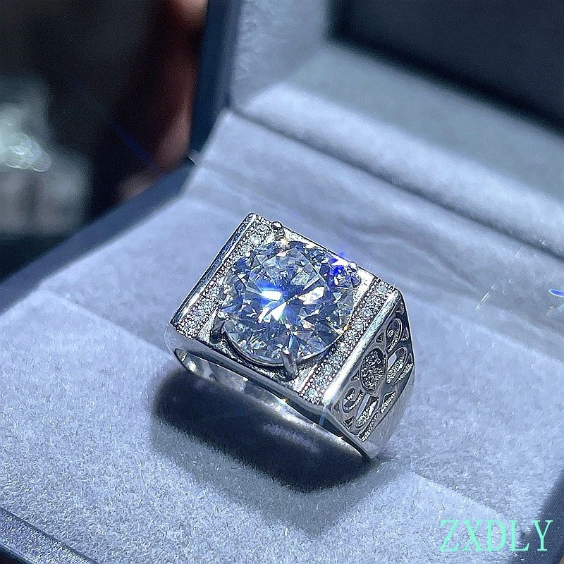 Imagem -04 - Luxo Estilo Muscular 925 Anel de Prata para Homens Joias Moissanite Verdadeiras Brilhante Diamante de Laboratório Presente Festa Tamanho Grande 5ct