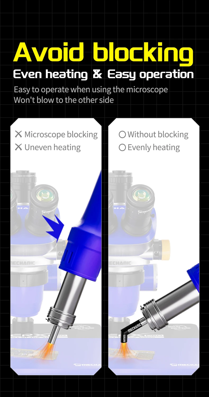 MECHANIC 861 アングルヒートガンノズルセット 9 サイズ 顕微鏡下での精密作業用のプレミアムスチールチップ ほとんどのヒートガンに適合