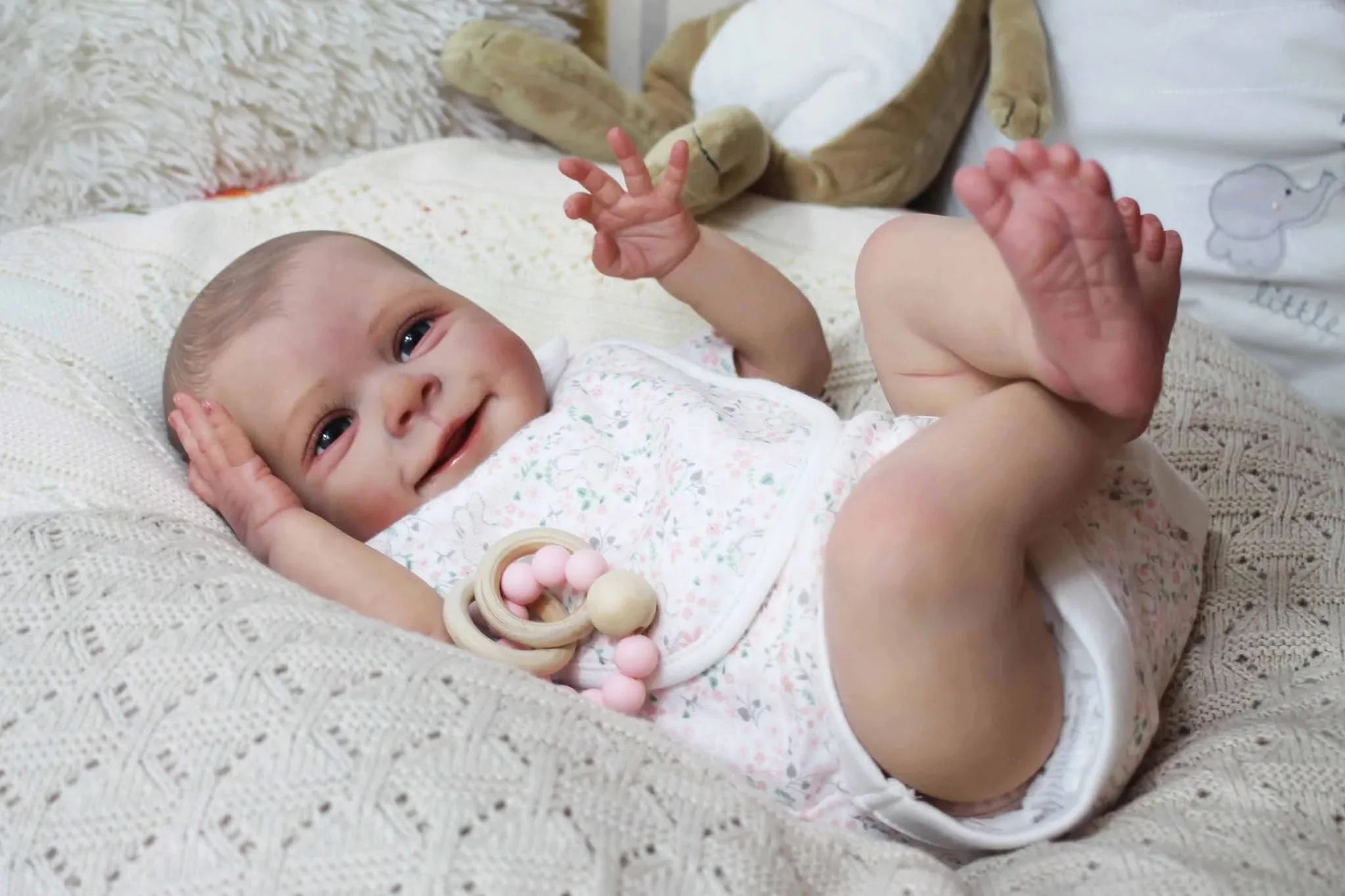 NPK 19'' Newborn Baby Sebastian Reborn Doll  Handmade 3D Skin Visible Veins with Hand Drawn Hair Collectible Art Doll