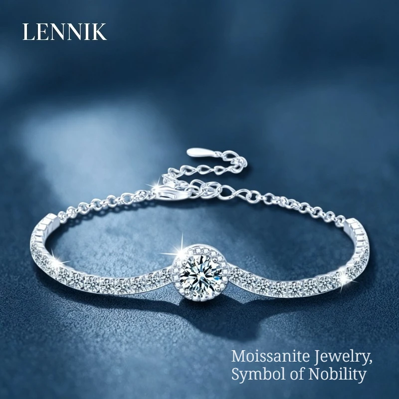 

LENNIK 925 Silver Jewelry Bracelet Women's Summer New Chinese High-end Round Bag Full of Stars Mozzarella Diamond Jewelry