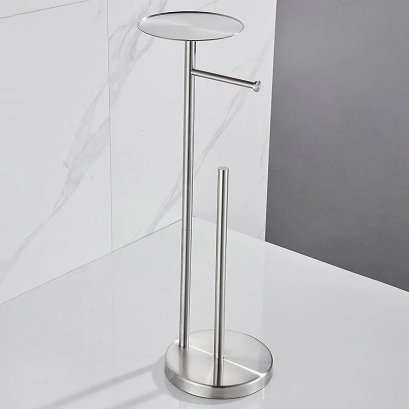 Freestanding Toilet Roll Holders Stainless Steel Anti-Rust Standing Toilet Paper Stand With Heavy