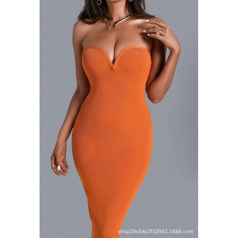 Strapless Sleeveless Bandage Bodycon Dress Nightclub Sexy Gown