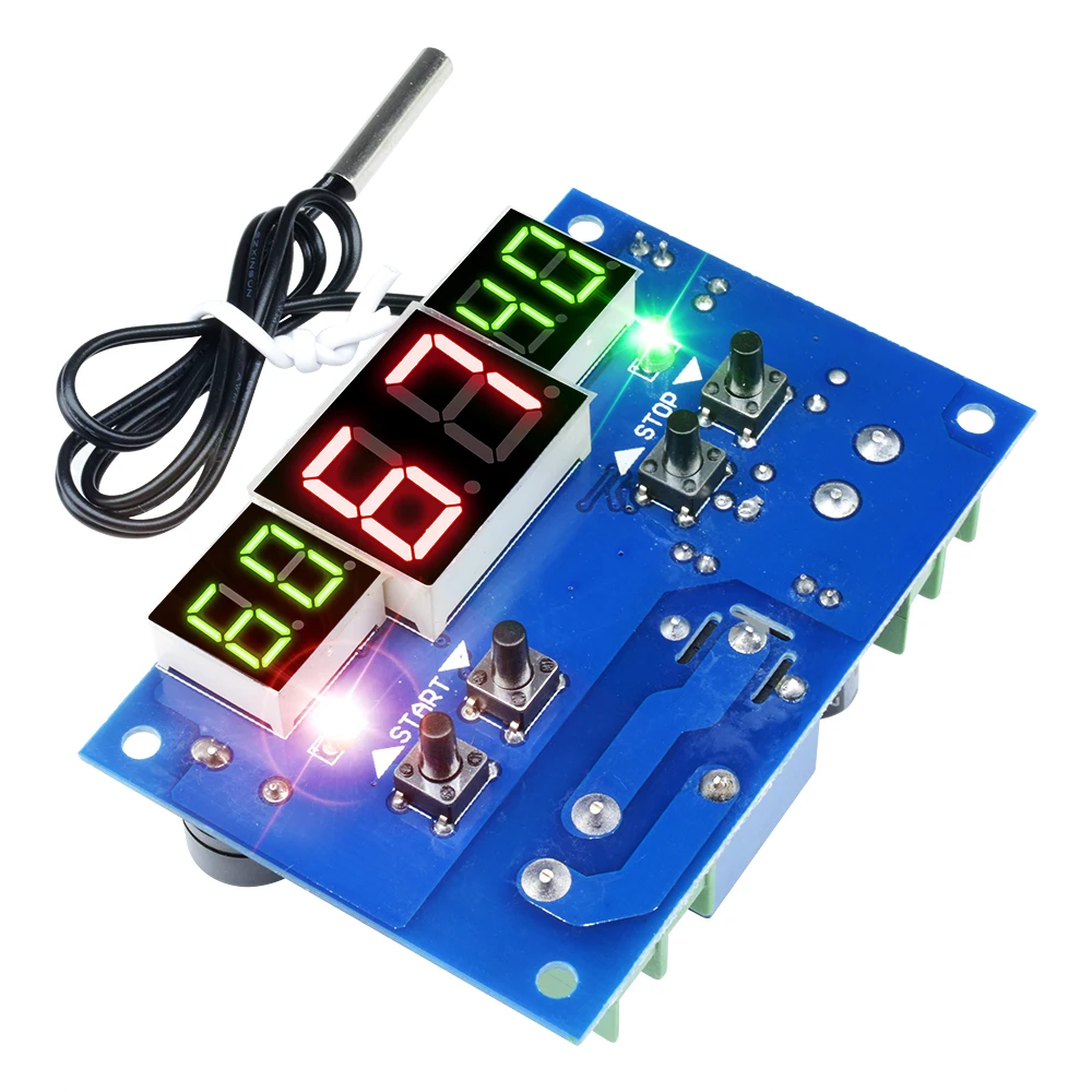 W1401 DC12V digital thermometer thermostat temperature controller with NTC sensor waterproof probe LED display circuit board