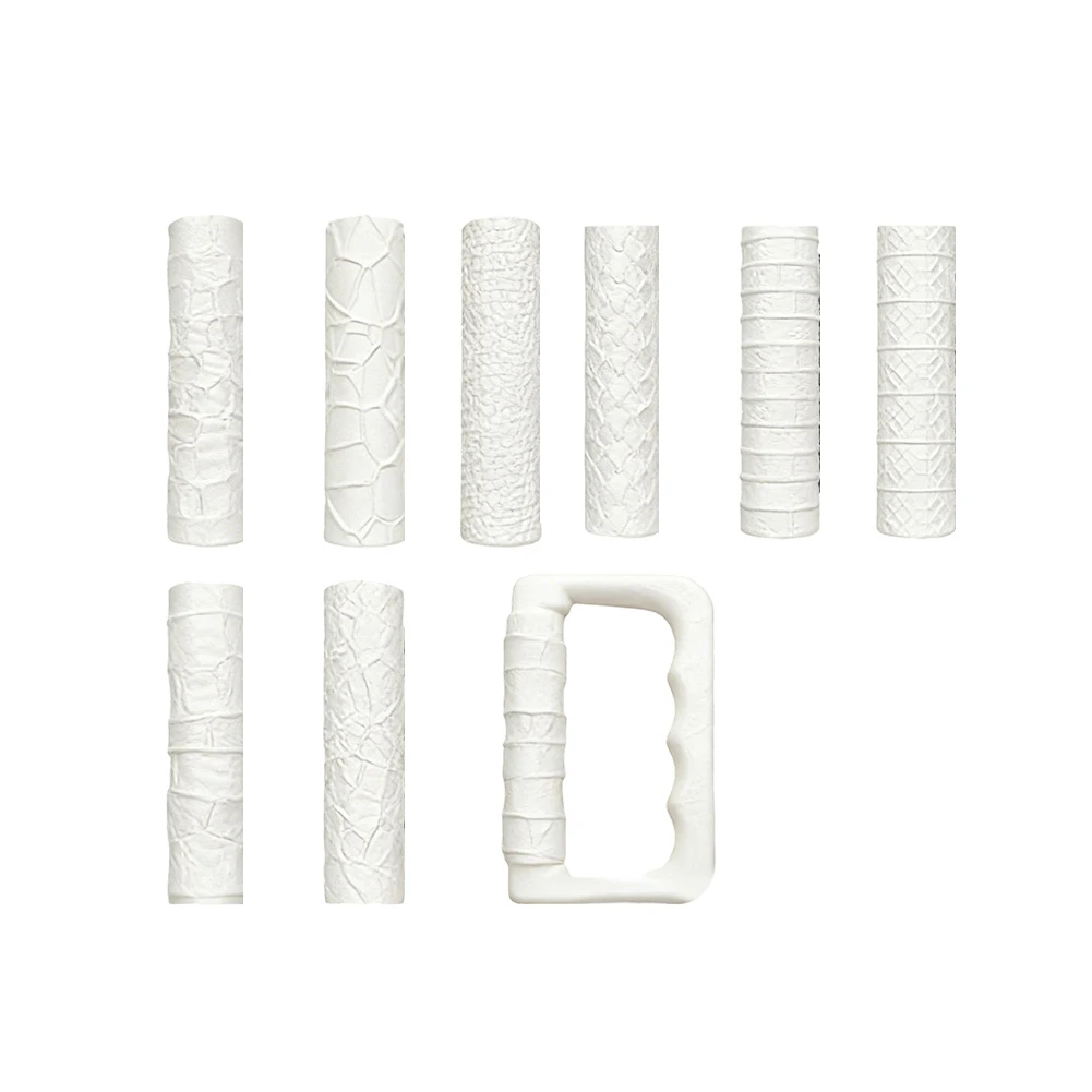 Texture Roller Kit for Clay Work Featuring 8 Unique Patterns and Comfort Grip Handle for Consistent Embossing Results