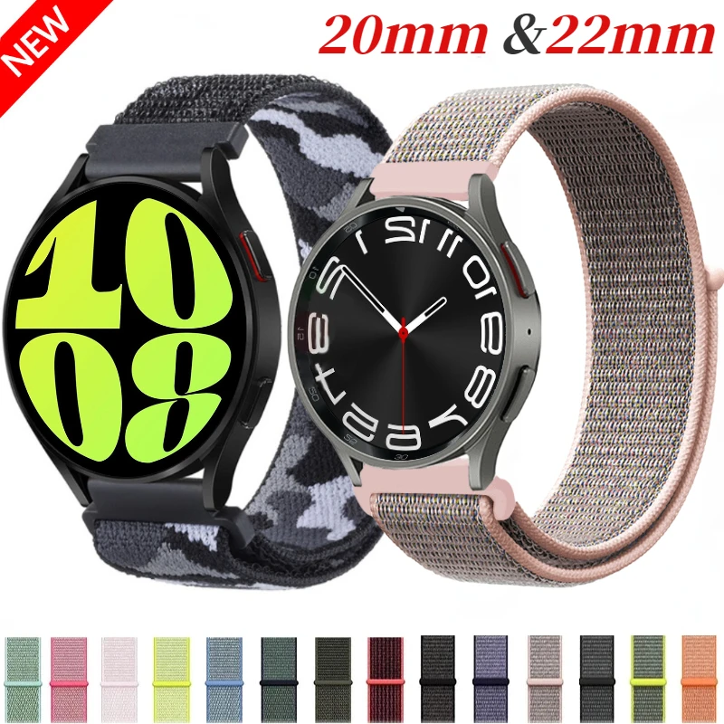 

20mm 22mm Nylon Loop Strap for Samsung Watch 6/5/5Pro 4/6 Classic Huawei Watch 4/3/GT3-2 Pro Bracelet Wristband Amazfit GTS/GTR