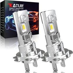 Katur 2Pcs H7 Slim LED Headlight Bulb Fanless 6500K Super Bright 12V Wireless H7 CSP LED Car Headlamp for VW Passat Ford Toyota
