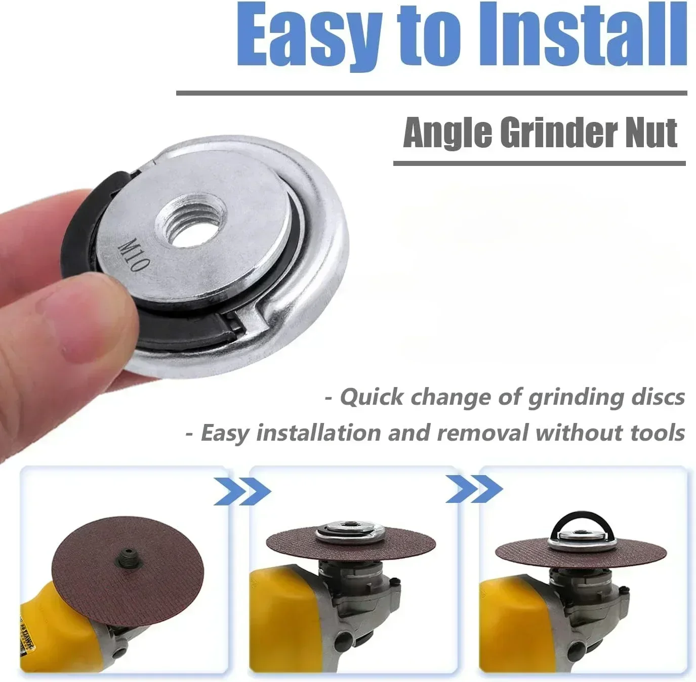 M10 M14 Quick Release Angle Grinder Lock Nut Tool Free Fast Change Clamping Pressing Plate Self Locking Flange Nut Accessories