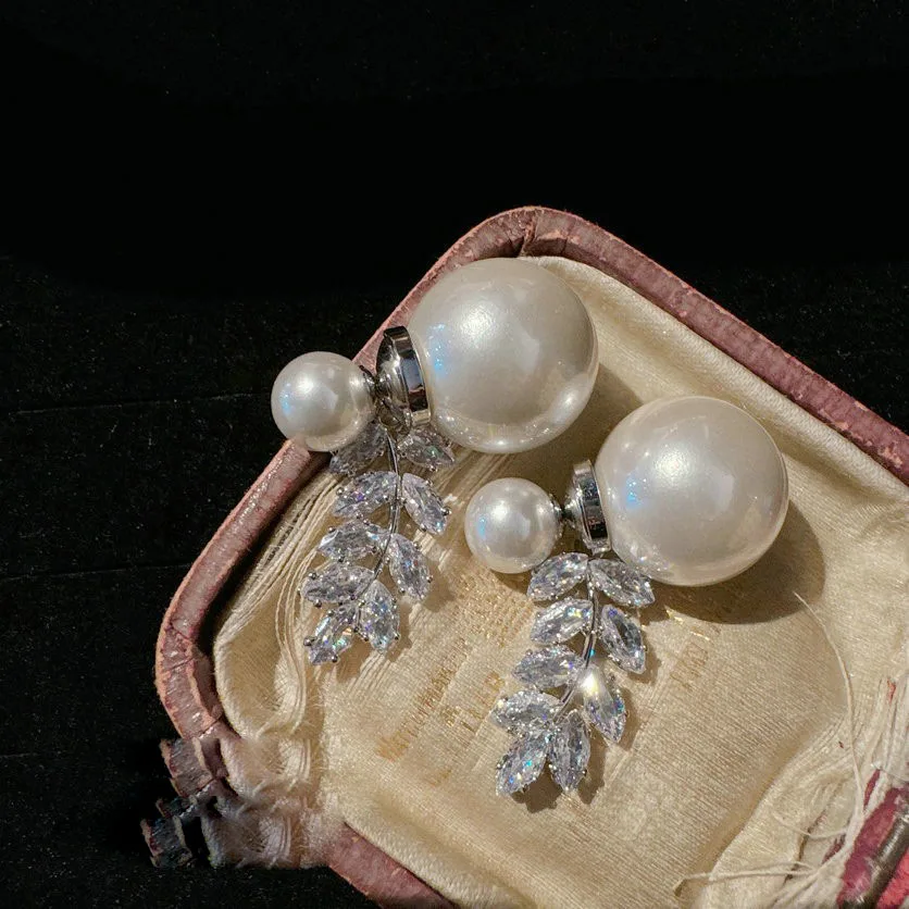 2024 Women Radiant petal gemstone pearl wheat ears zircon earrings