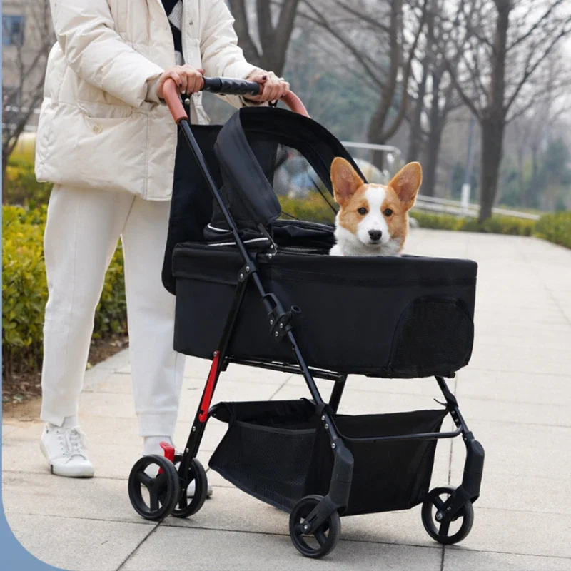 

Quick Folding Fashionable Pet Stroller Portable Small Pet Carrying Basket for Going Out Breathable Cat and Dog Pet Bag