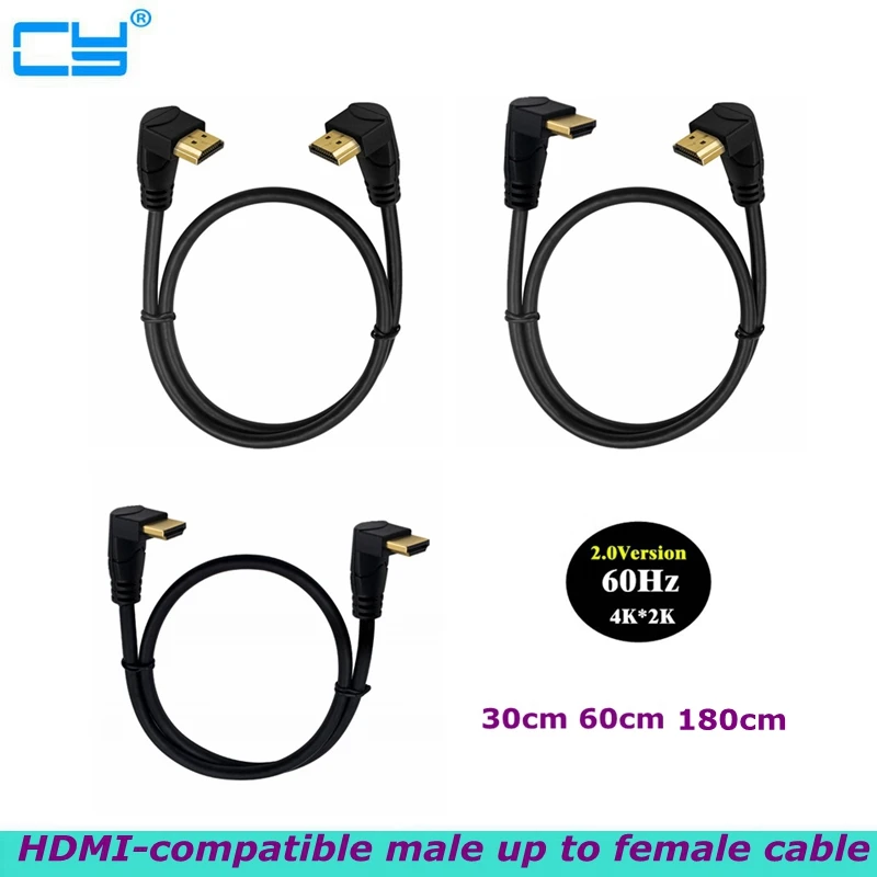 

4K * 2K 60HZ HDMI-compatible 2.0 Version 90 Degree Angle male to male Computer Monitor Splitter Digital Cable HD UP Down Cable