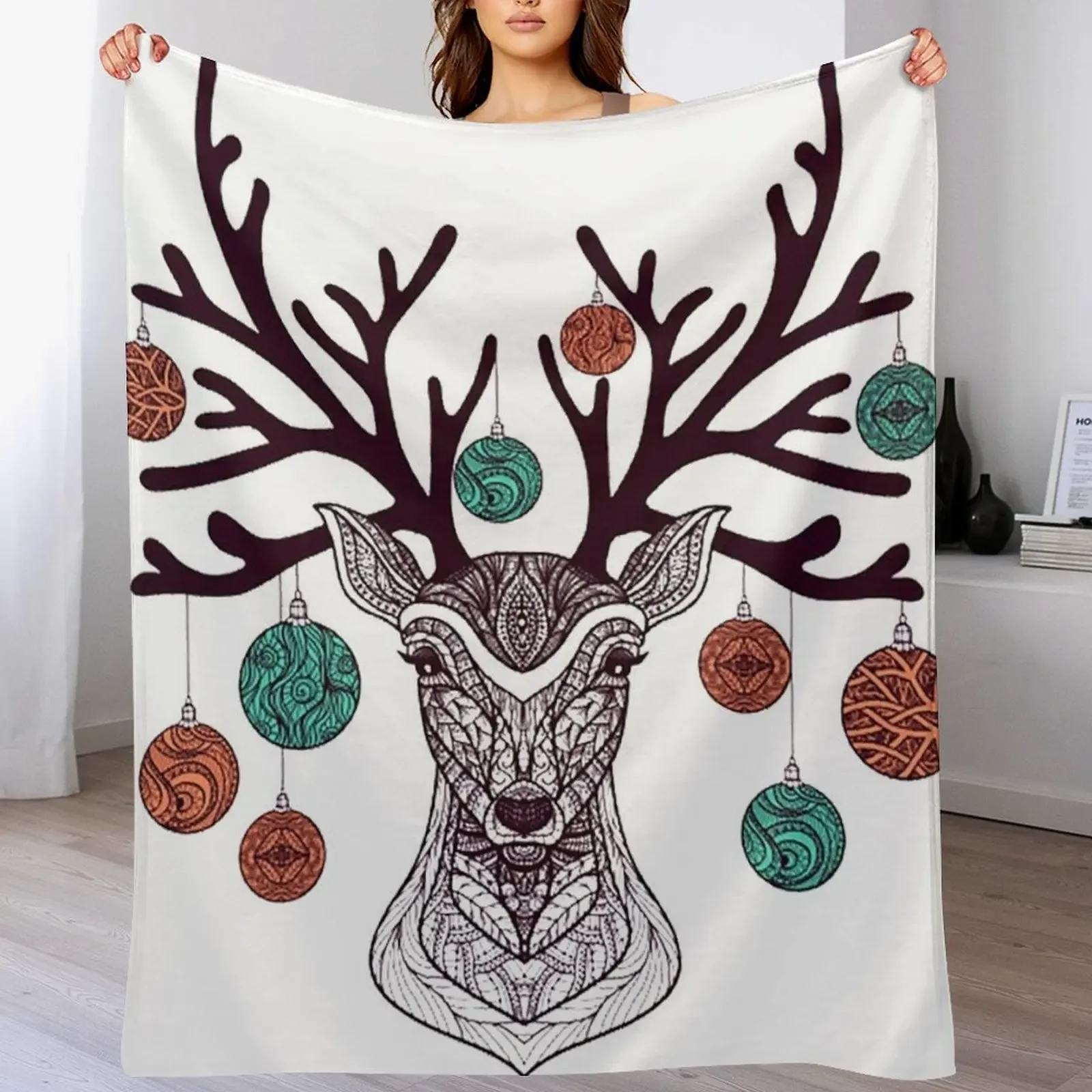 

Reindeer Throw Blanket sofa bed Luxury Throw Bed linens Moving Blankets