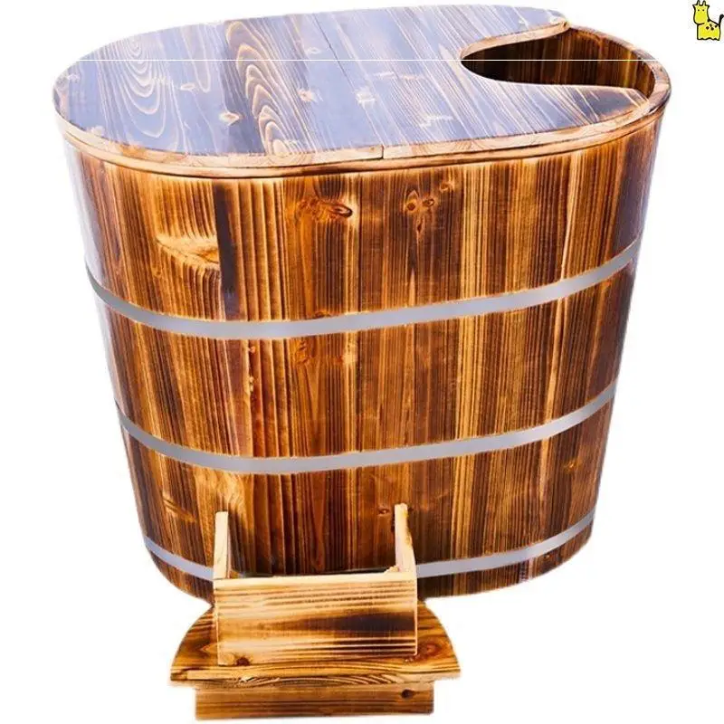 

Деревянное ведро для ванны по высоте, ведро для ванны, ведро для ванны всего тела для взрослых, вага двойного назначения для пота и пары, маленькая ванна