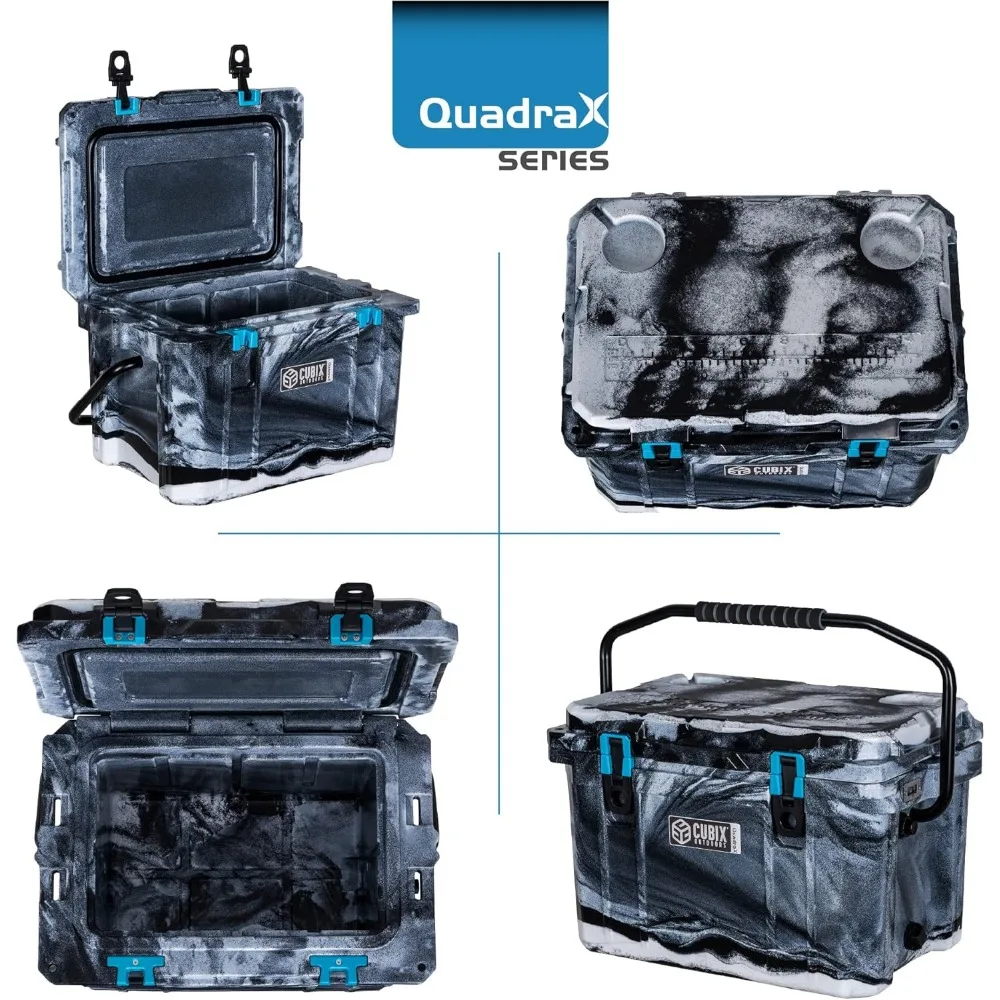 QuadraX 20QT Rotomolded Portable Hard Cooler for Camping, Fishing, Beach, Heavy Duty Insulated Ice Chest , Cold Retention 5 Days