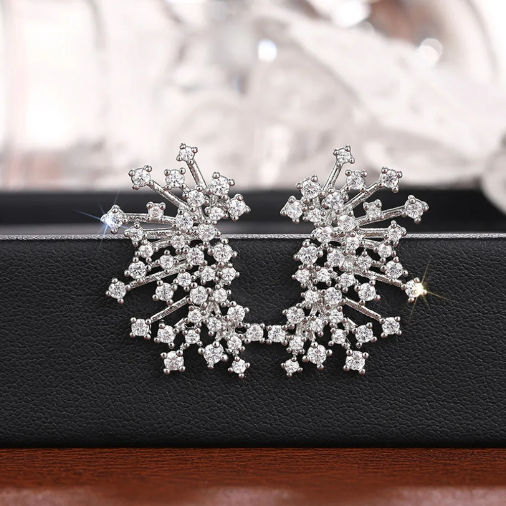 Luxury Full Pave 5A Zircon Floral Flower Spread Wing Stud Earrings for Women Valentine Birthday Wedding Party Jewelry Colorfast