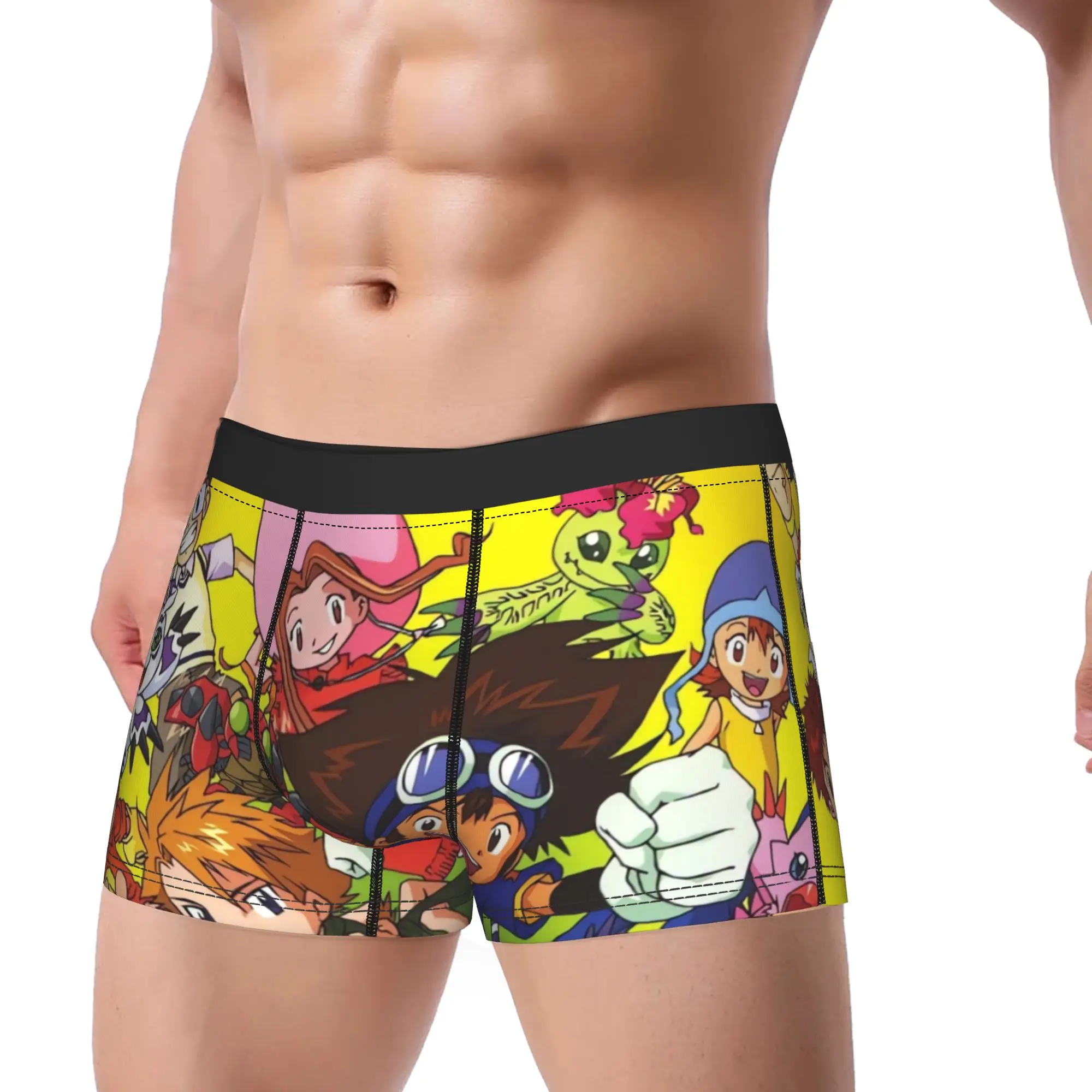Digimon Adventure Underwear  Comfortable Underpants Custom DIY Boxer Brief For Men Pouch Plus Size Boxershorts