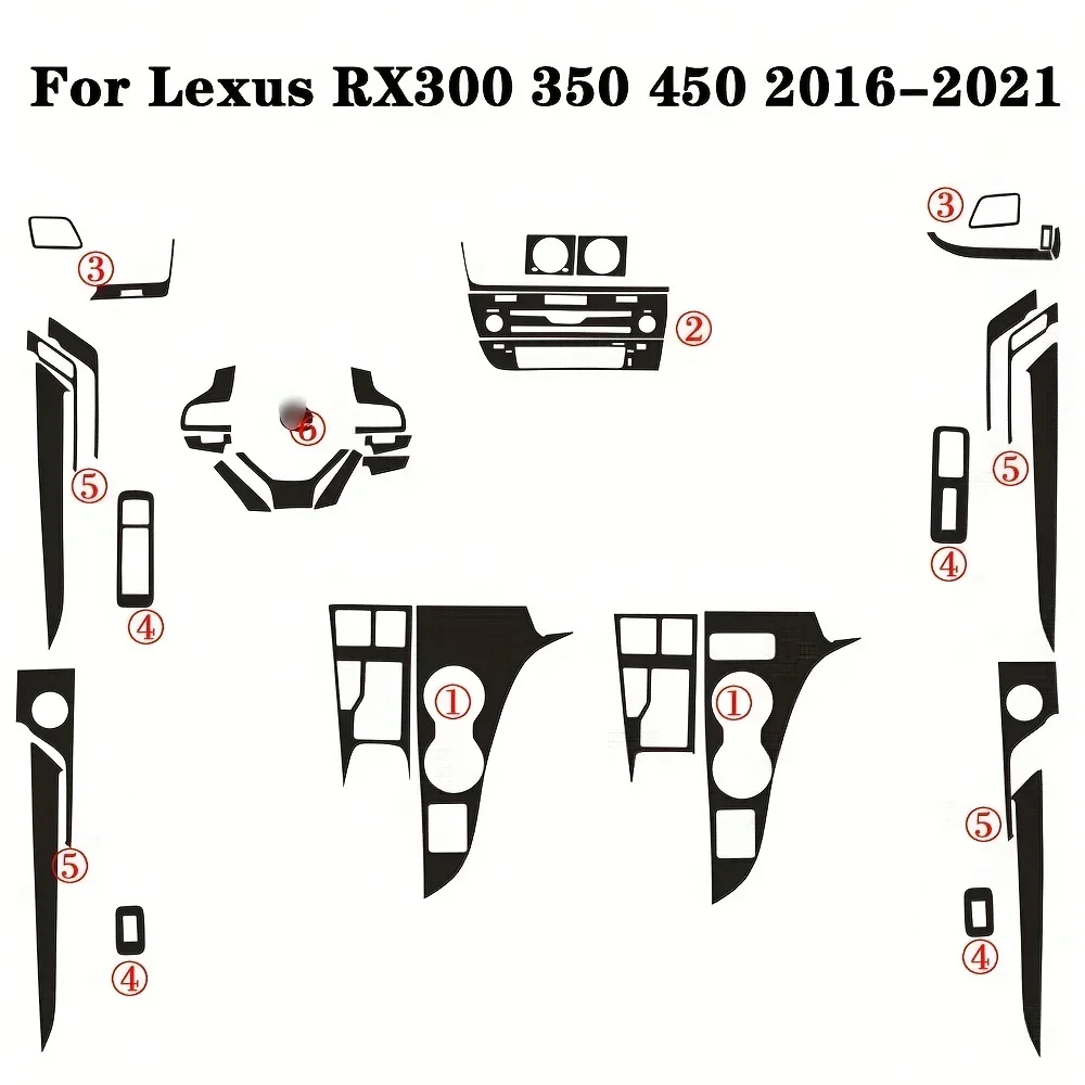 For Lexus RX RX300 RX350 RX400 RX500 Interior Central Control Panel Carbon Fiber Stickers Decals Car Styling Accessorie