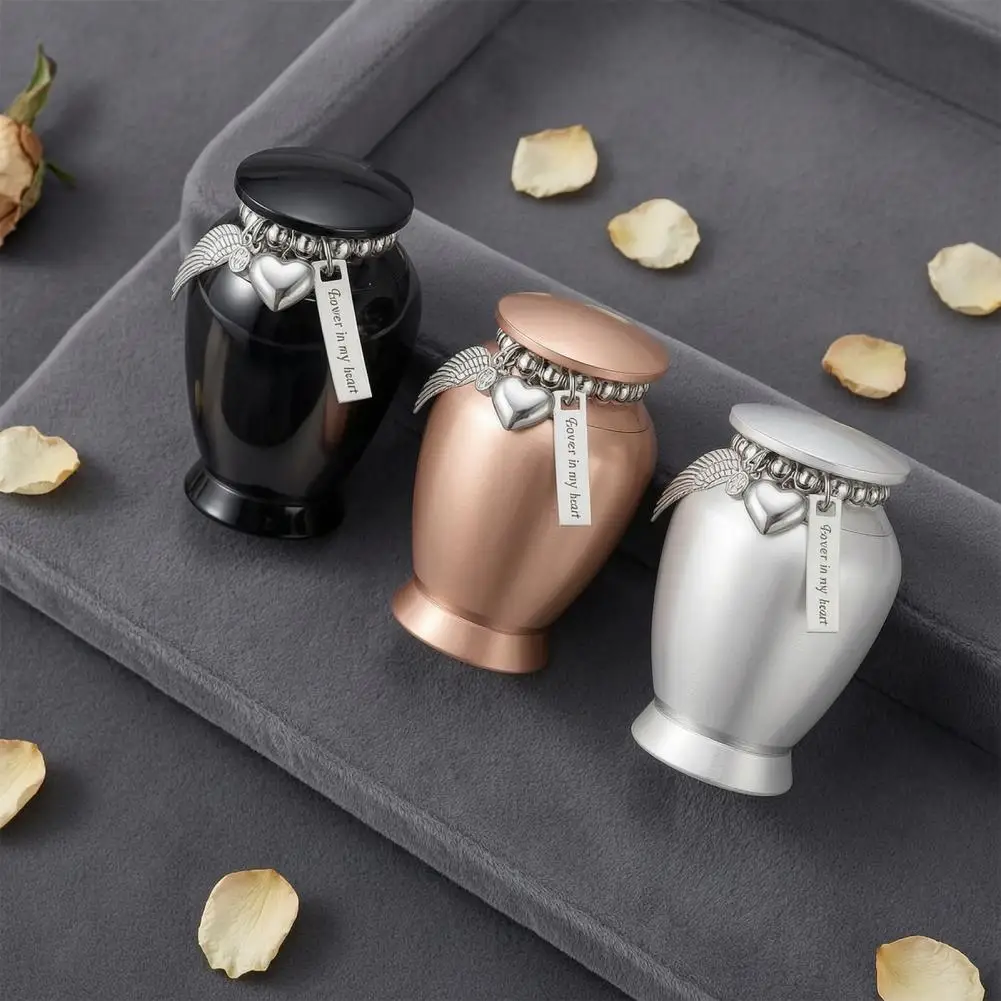 

Angel Wing Pet Ash Urn Aluminum Alloy Pet Cremation Keepsake Jar, Waterproof Memorial Urn for Cats & Dogs