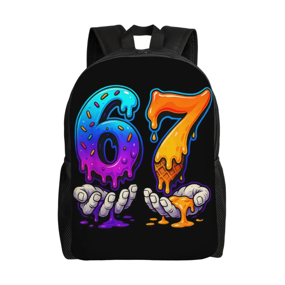 Ice Cream Drip 6 7 Number 67 Six Seven Hands Meme Backpack for Men Women Elegant Backpacks University Durable Bags Rucksack