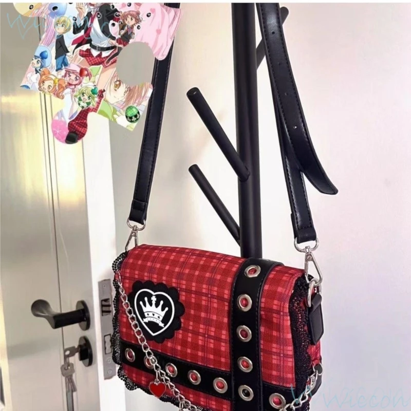 Anime Hinamori Amu Cosplay Accessories Shugo Prop Bag Chara My Guardian Characters Roleplay Girls Gift Red Black Check Chain Bag