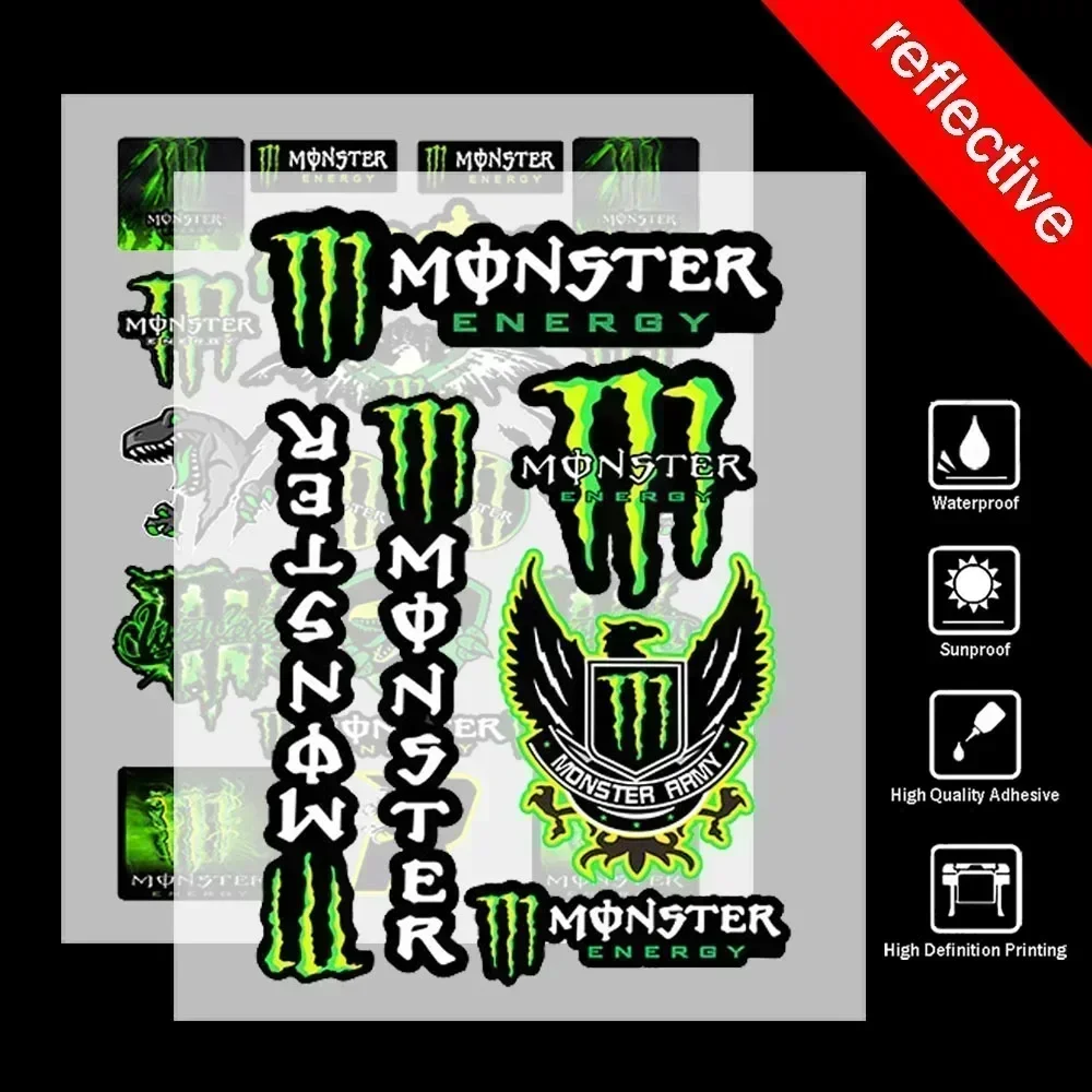 Motorcycle Side Strip Monster Energy Sticker Car Vinyl Decal  All Motorcycle Sticker Reflective Stickers Car Decoration