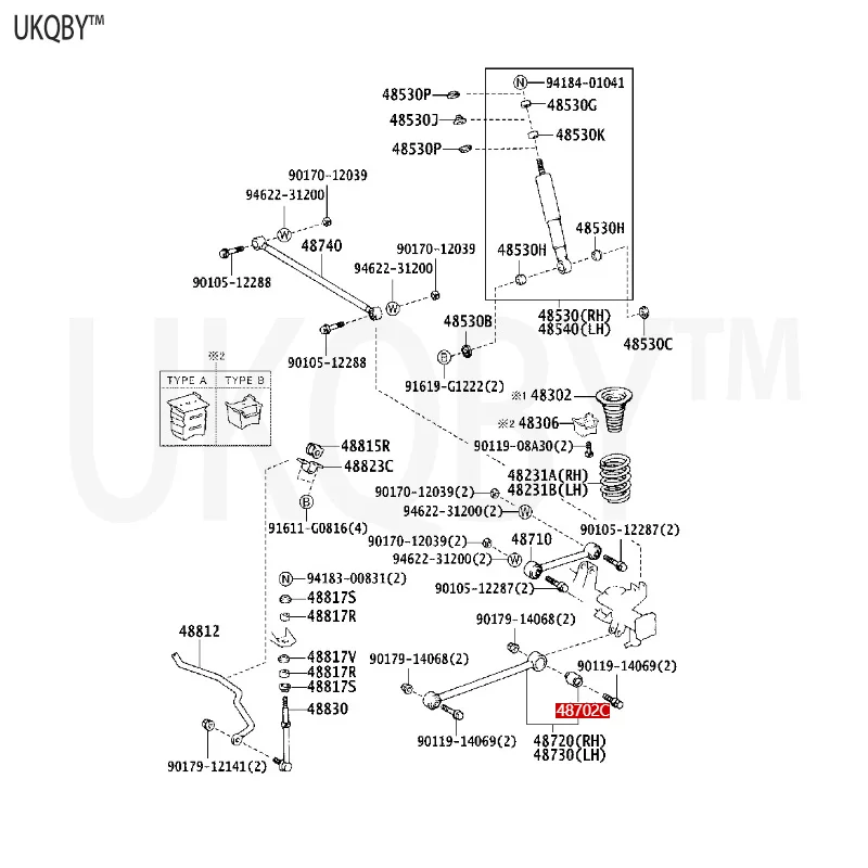 Imported To yo ta Ru nn er 1995-2002 4870235070 Lower Control Arm Sleeve Subassembly