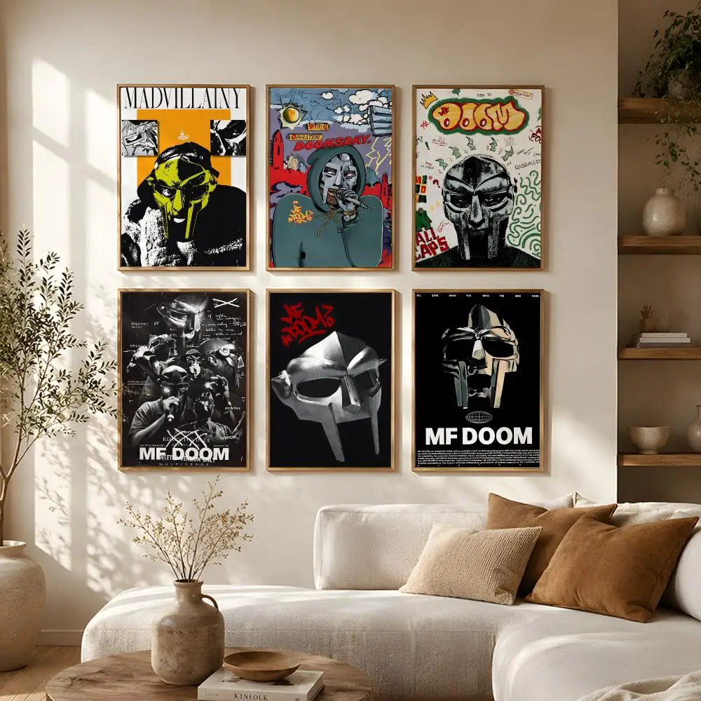 Rapper MF DOOM Poster Self Adhesive Bar Wall Decal Waterproof Vinyl Sticker Modern Art Wall Poster Cafe Home Decor