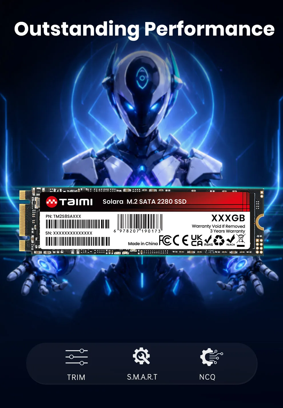 Taimi M.2 SATA Ⅲ SSD 2280 NGFF 128GB 256GB 512GB 1TB 2TB Interne Solid-State-Festplatte für PC Desktop Laptop Mini-PC – Detail 5