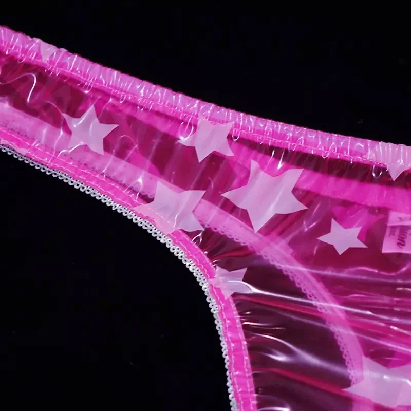 

Transparent Men PVC Thong Women Sexy Plastic Low Waist G-Strings Briefs Couple Erotic T-back Soft Silent Waterproof Panties